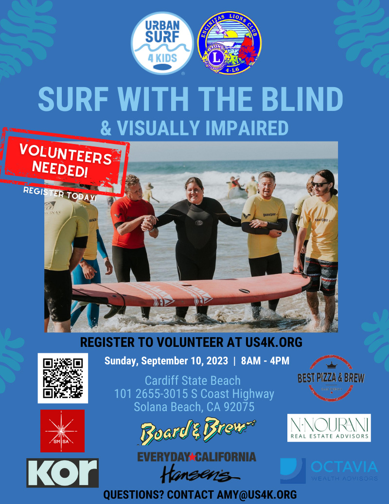 <strong>San Diego Encinitas Lions Surf Camp for Blind & Visually Impaired - September 10, 2023</strong>