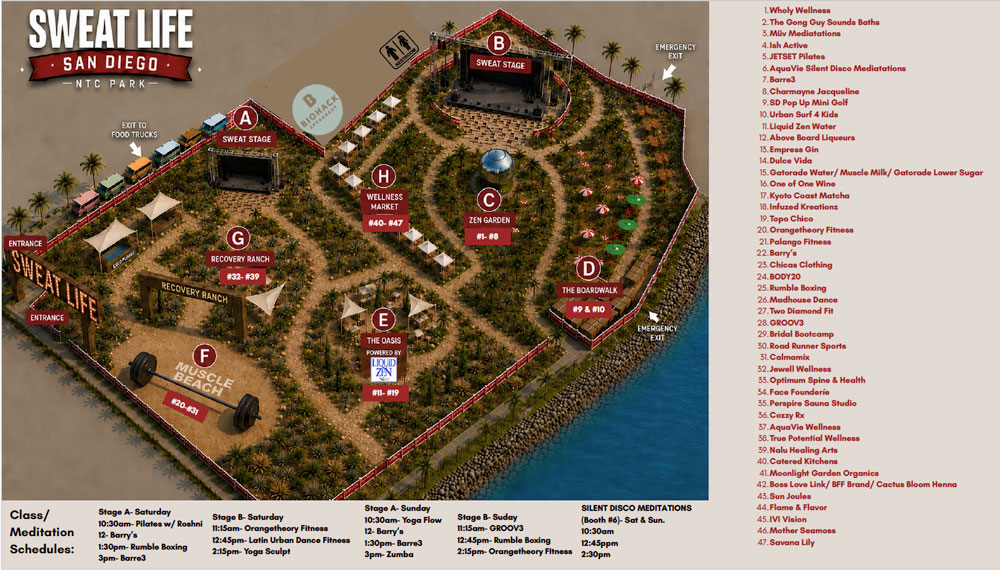 Sweat Life Festival Map San Diego June 27-28