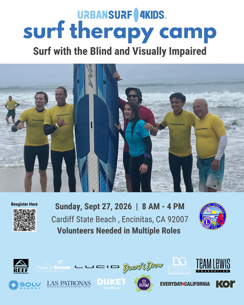 <strong>San Diego Encinitas Lions Surf Camp for Blind & Visually Impaired - September 27, 2026</strong>